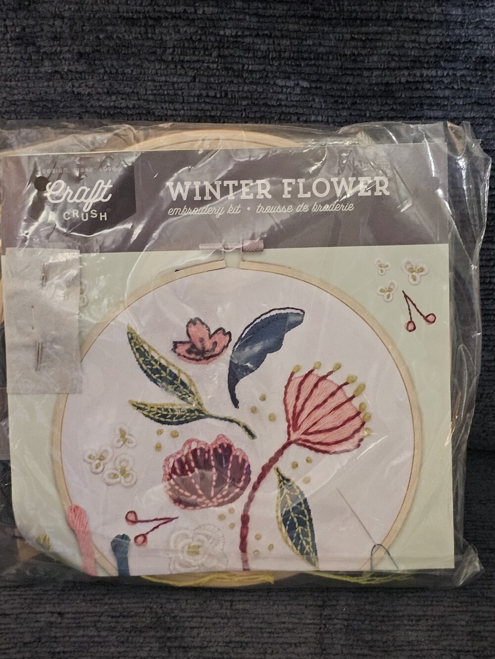 Craft Crush Winter Flower Embroidery Kit - Brand New Sealed